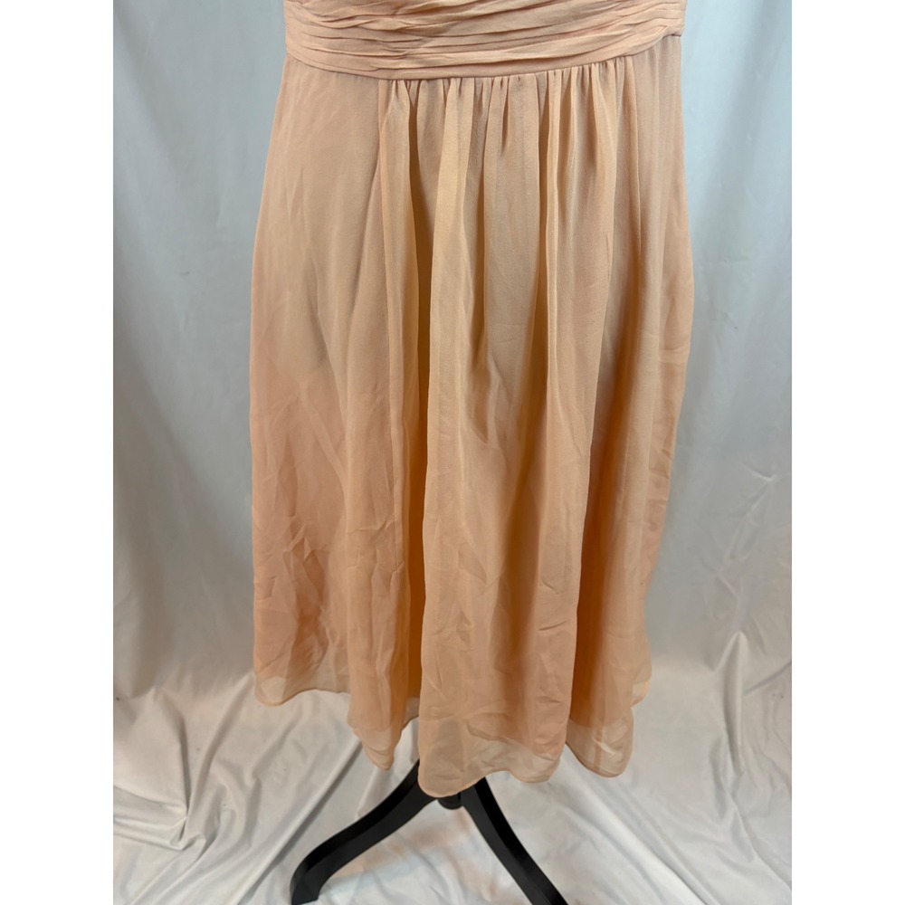 Ann Taylor Peach Silk One Shoulder Pleated Cocktail Dress Size 4 Wedding Guest - Picture 9 of 12